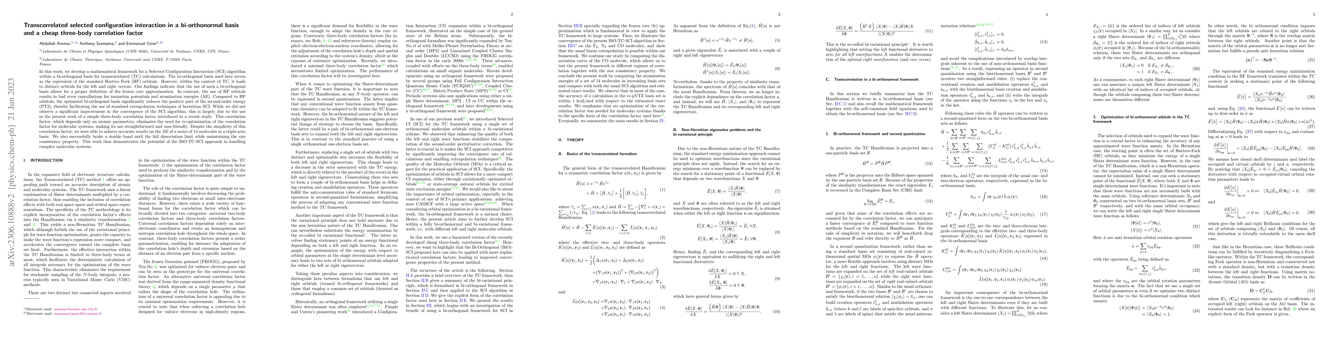 Thumbnail for Transcorrelated selected configuration interaction in a bi-orthonormal
  basis and a cheap three-body correlation factor