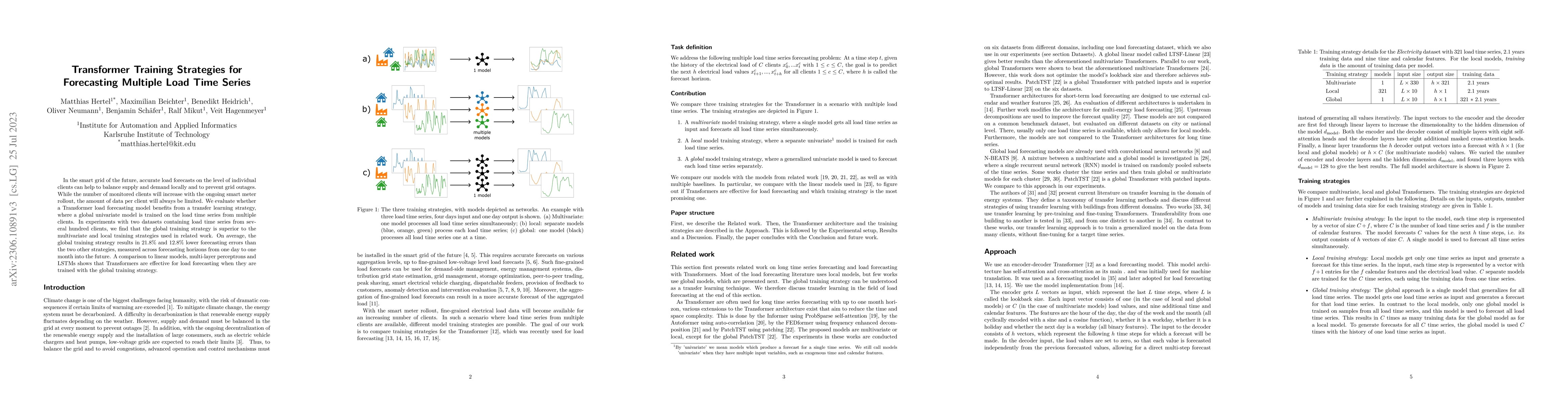 Thumbnail for Transformer Training Strategies for Forecasting Multiple Load Time
  Series