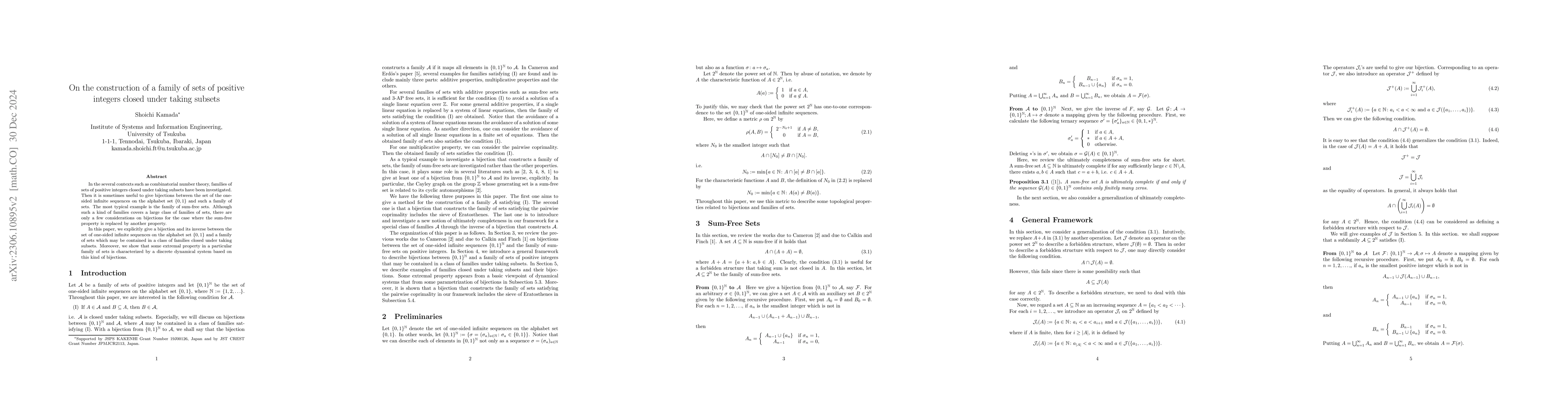 Thumbnail for On the construction of a family of sets of positive integers closed
  under taking subsets