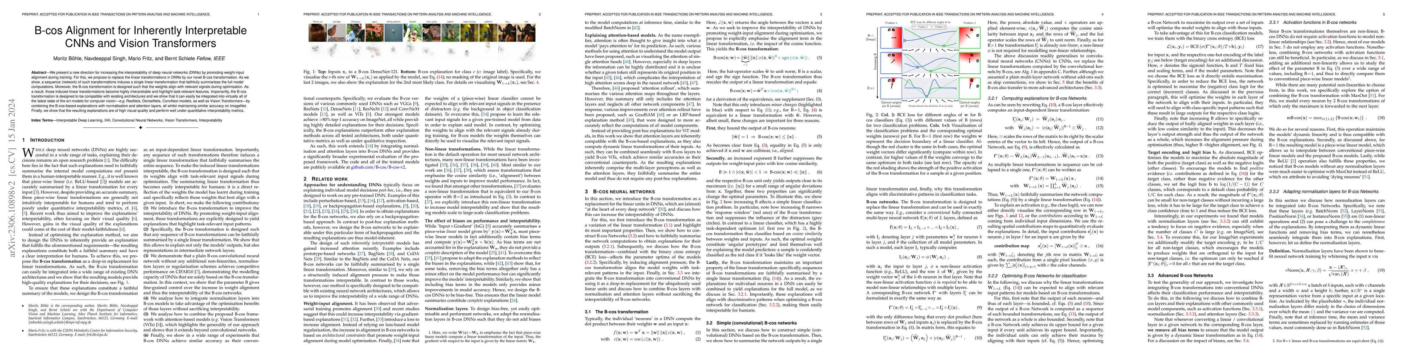 Thumbnail for B-cos Alignment for Inherently Interpretable CNNs and Vision
  Transformers