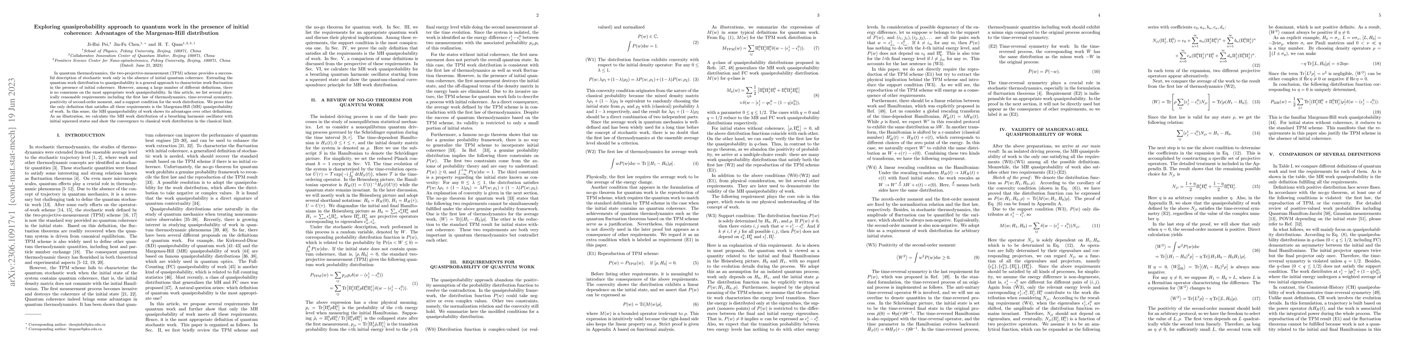 Thumbnail for Exploring quasiprobability approach to quantum work in the presence of
  initial coherence: Advantages of the Margenau-Hill distribution