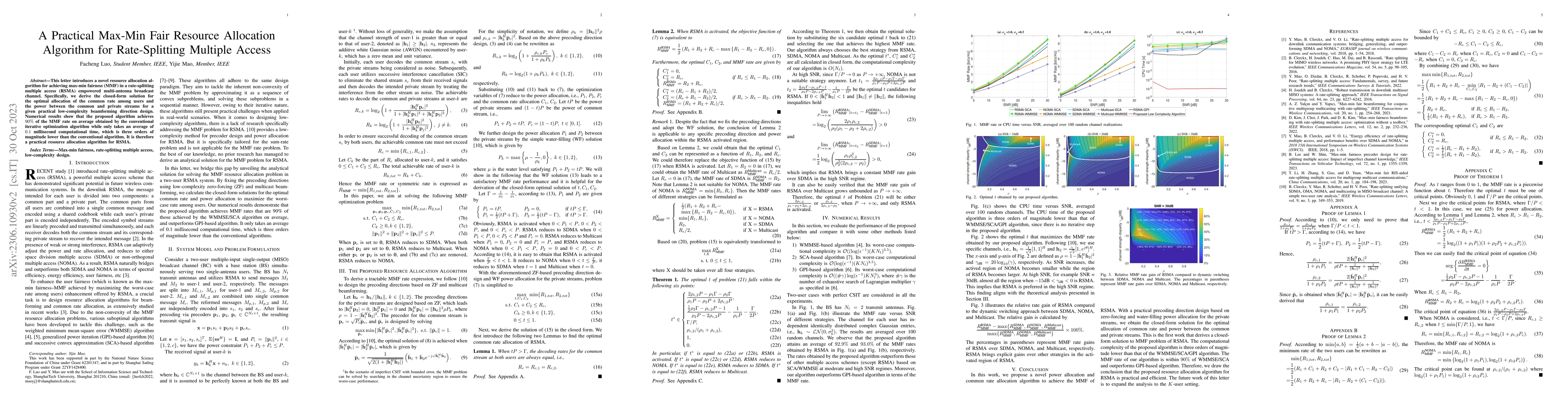 Thumbnail for A Practical Max-Min Fair Resource Allocation Algorithm for
  Rate-Splitting Multiple Access