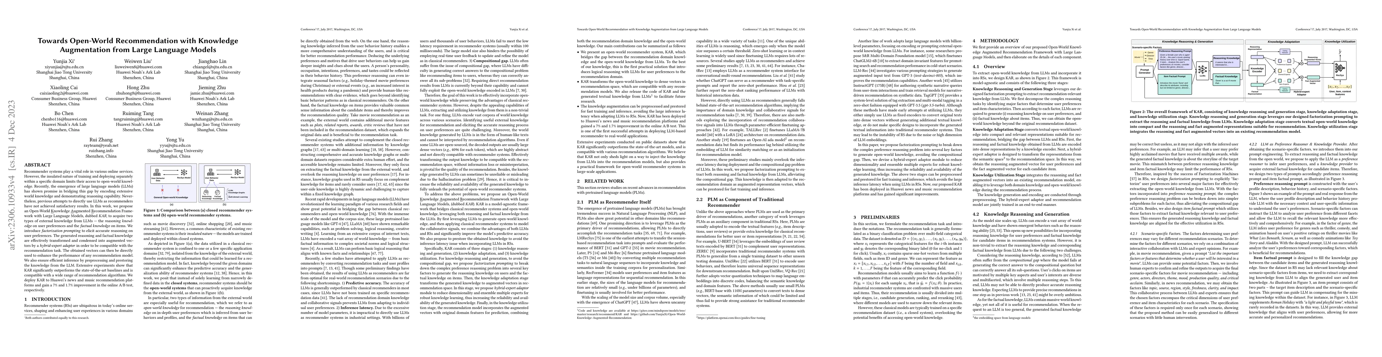 Thumbnail for Towards Open-World Recommendation with Knowledge Augmentation from Large
  Language Models