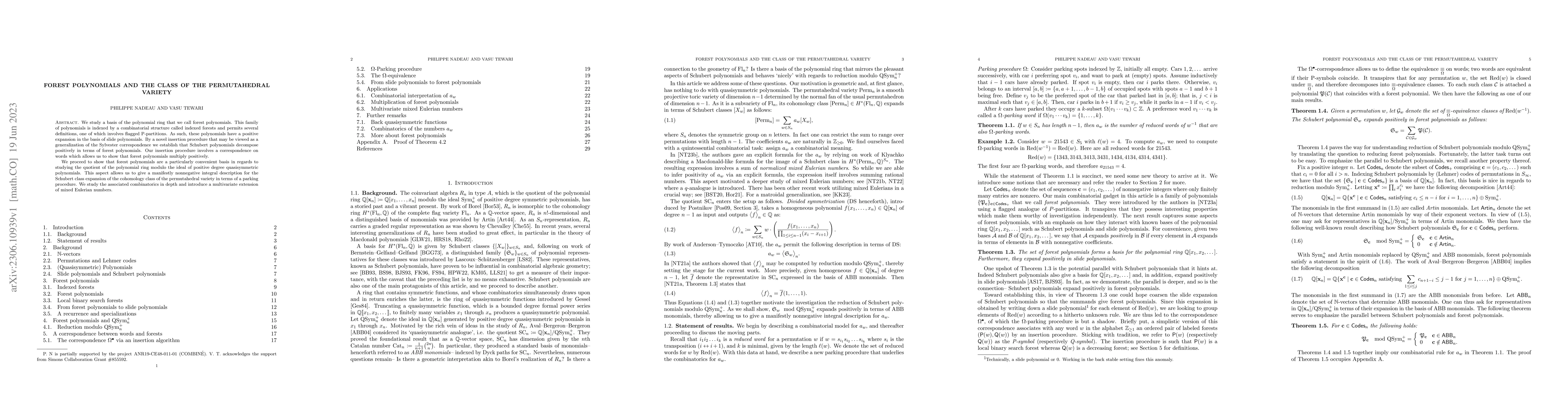 Thumbnail for Forest polynomials and the class of the permutahedral variety