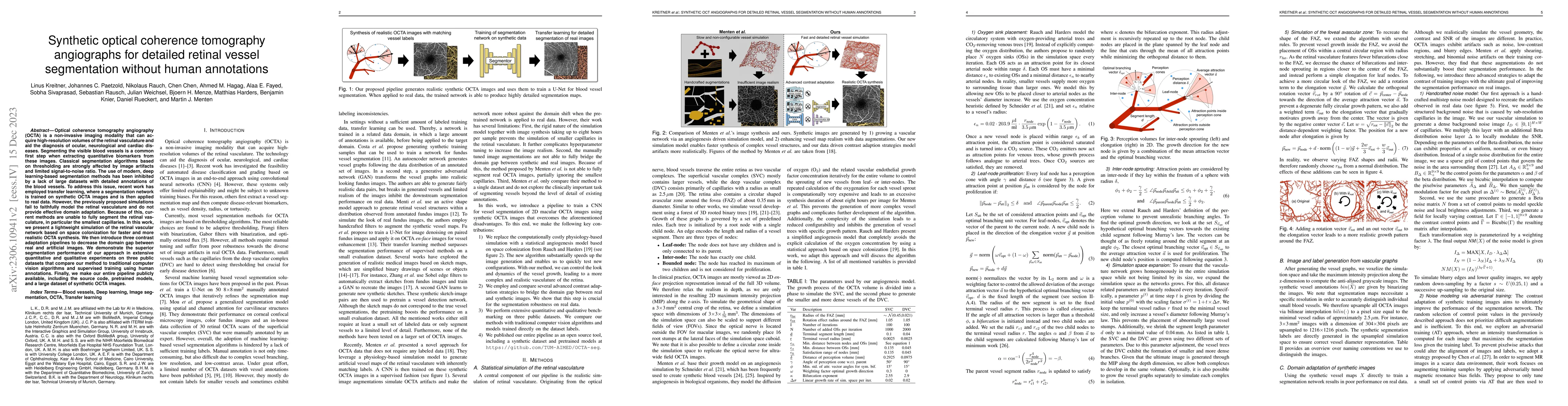 Thumbnail for Synthetic optical coherence tomography angiographs for detailed retinal
  vessel segmentation without human annotations