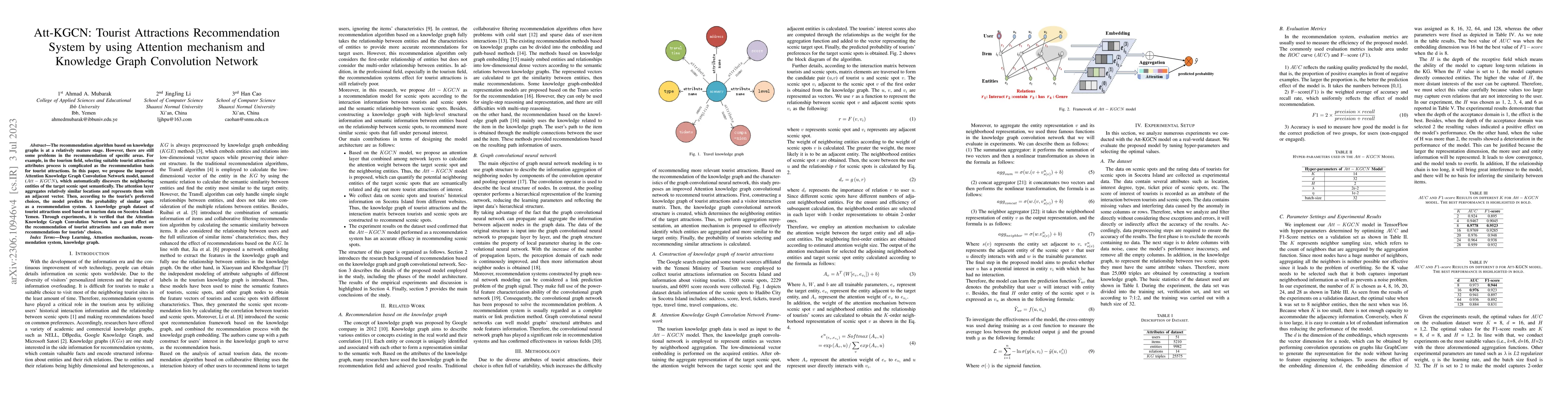 Thumbnail for Att-KGCN: Tourist Attractions Recommendation System by using Attention
  mechanism and Knowledge Graph Convolution Network