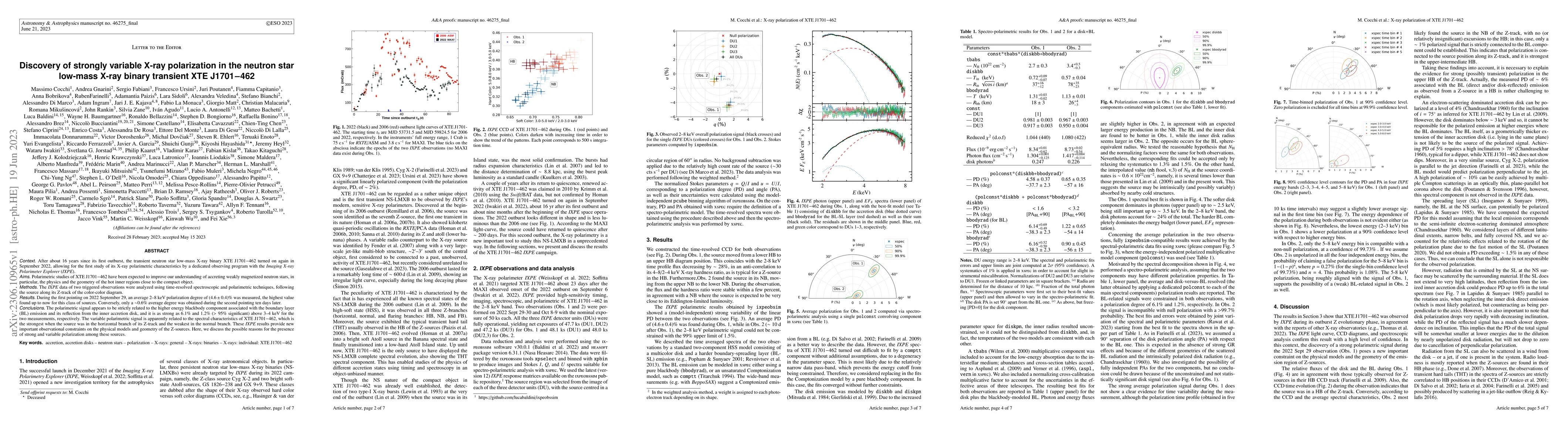 Thumbnail for Discovery of strongly variable X-ray polarization in the neutron star
  low-mass X-ray binary transient XTE J1701$-$462