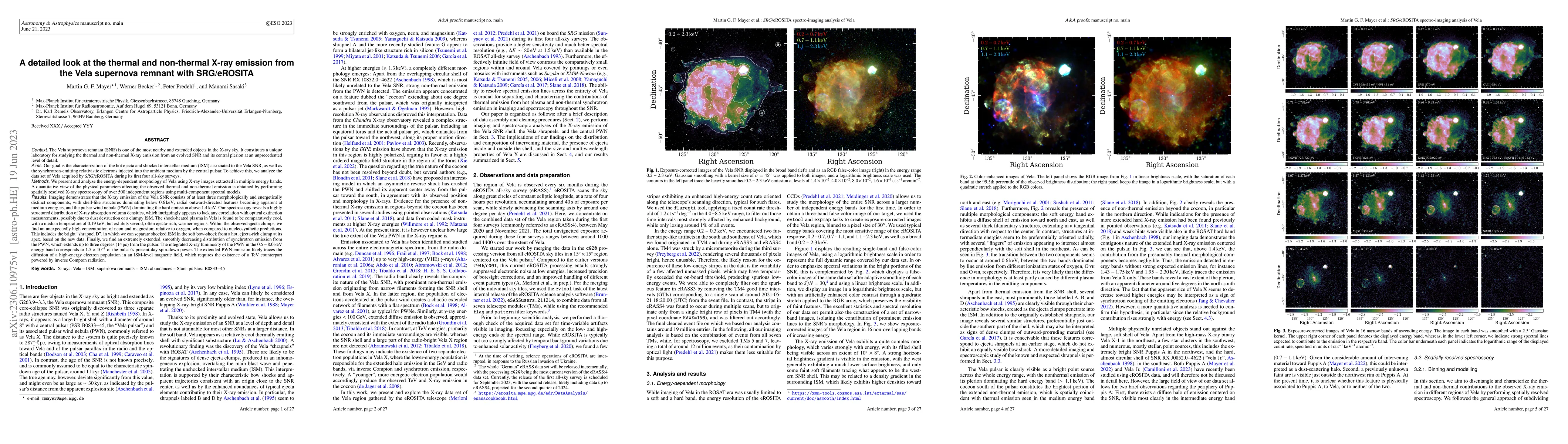 Thumbnail for A detailed look at the thermal and non-thermal X-ray emission from the
  Vela supernova remnant with SRG/eROSITA