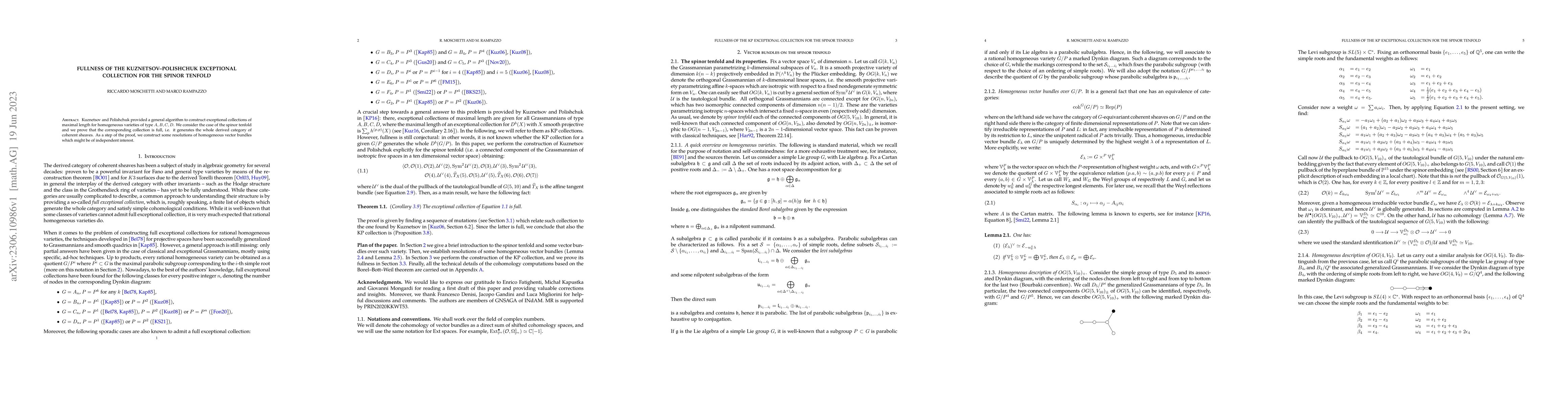 Thumbnail for Fullness of the Kuznetsov-Polishchuk exceptional collection for the
  spinor tenfold
