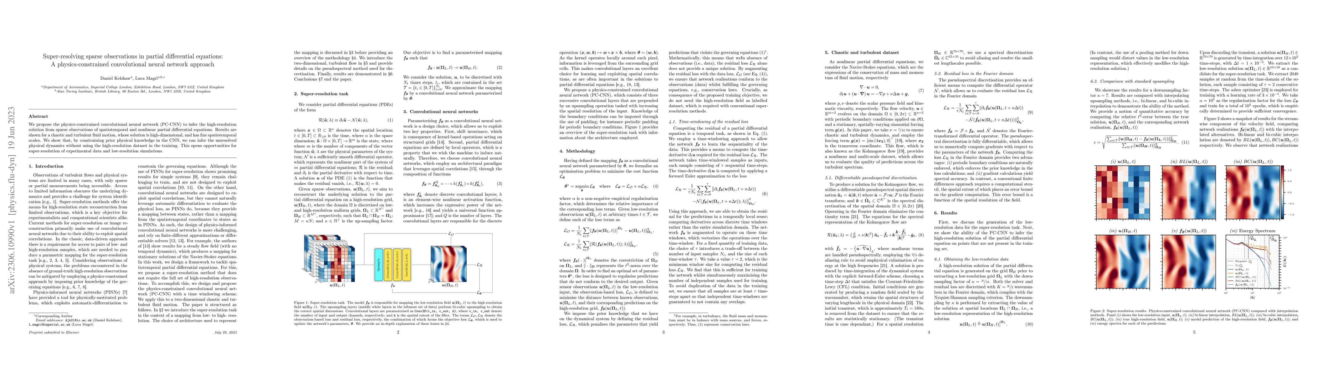 Thumbnail for Super-resolving sparse observations in partial differential equations: A
  physics-constrained convolutional neural network approach