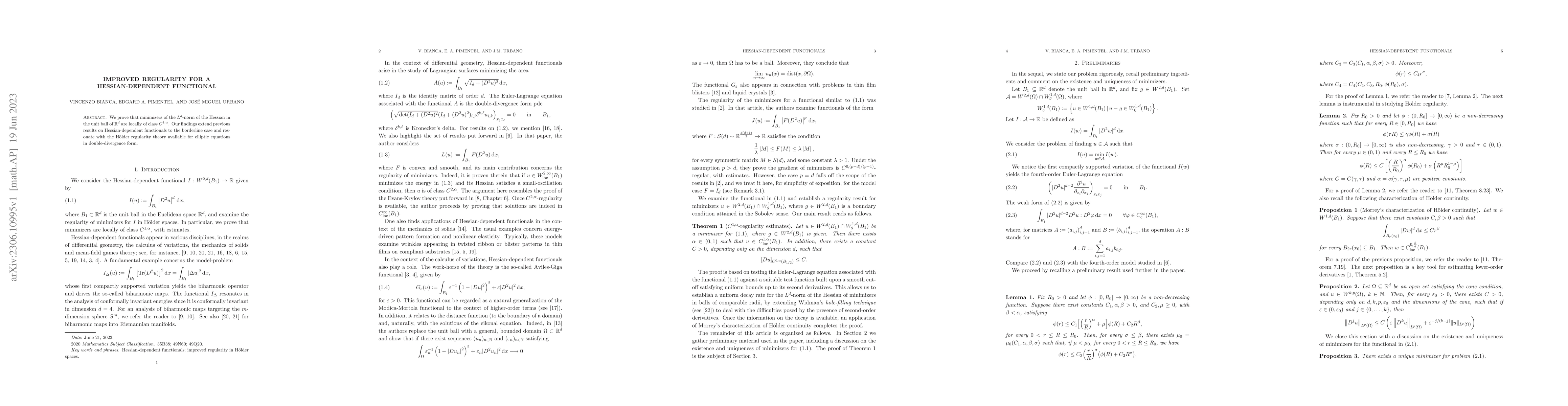 Thumbnail for Improved regularity for a Hessian-dependent functional