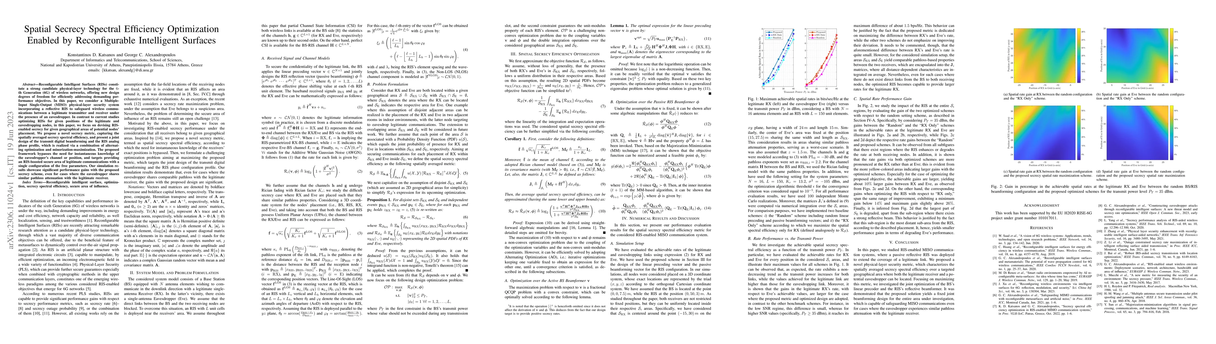 Thumbnail for Spatial Secrecy Spectral Efficiency Optimization Enabled by
  Reconfigurable Intelligent Surfaces