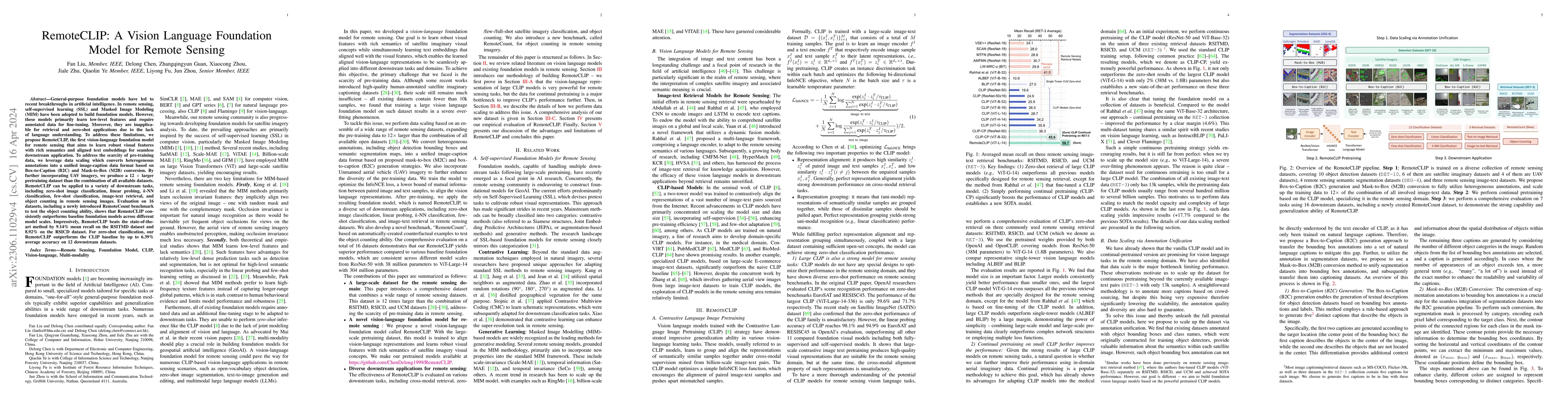 Thumbnail for RemoteCLIP: A Vision Language Foundation Model for Remote Sensing