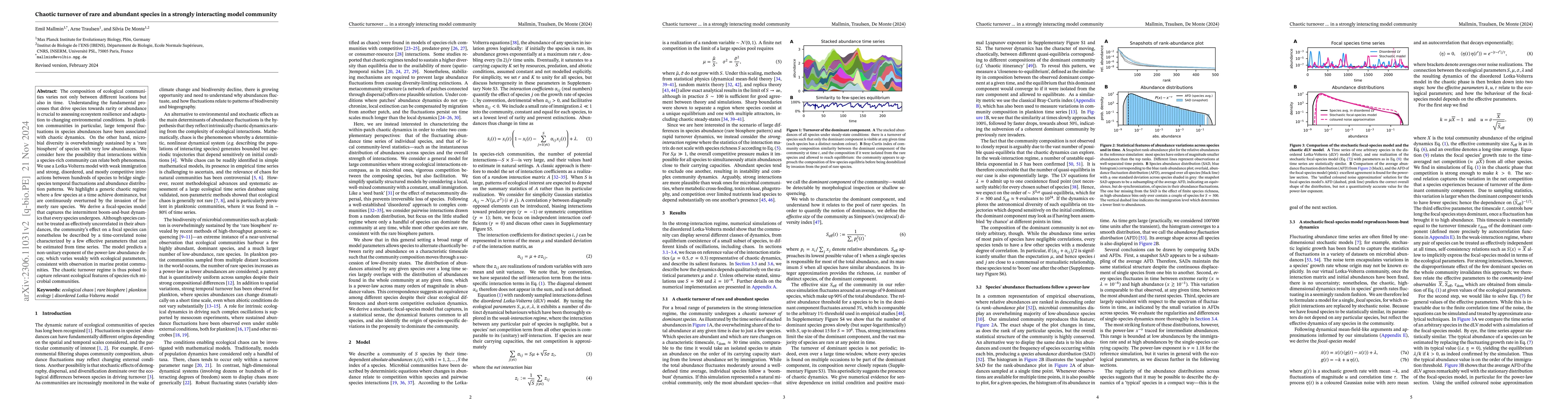 Thumbnail for Chaotic turnover of rare and abundant species in a strongly interacting
  model community
