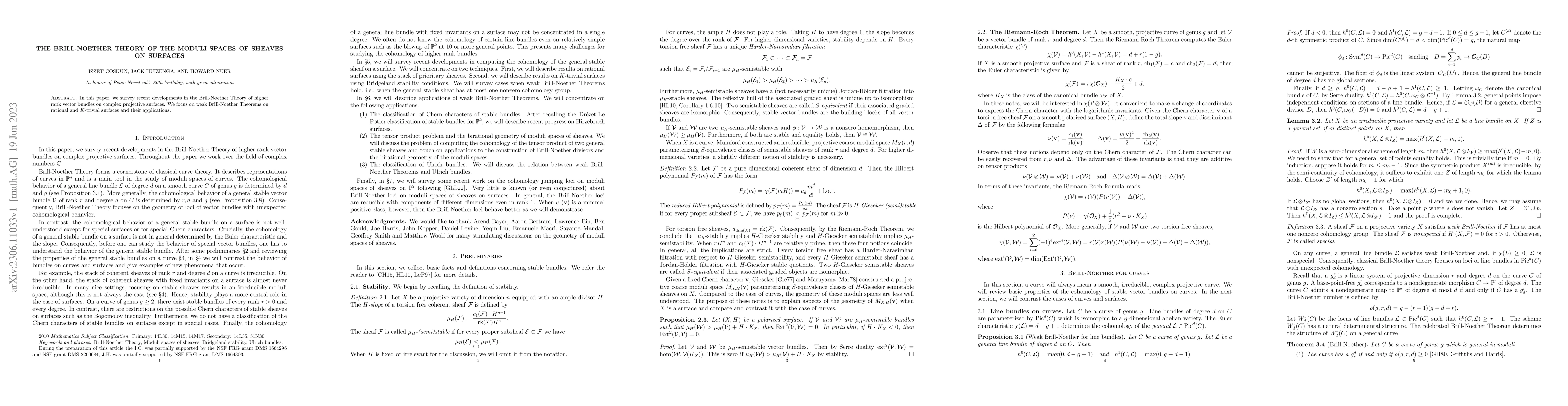 Thumbnail for The Brill-Noether Theory of the Moduli Spaces of Sheaves on Surfaces