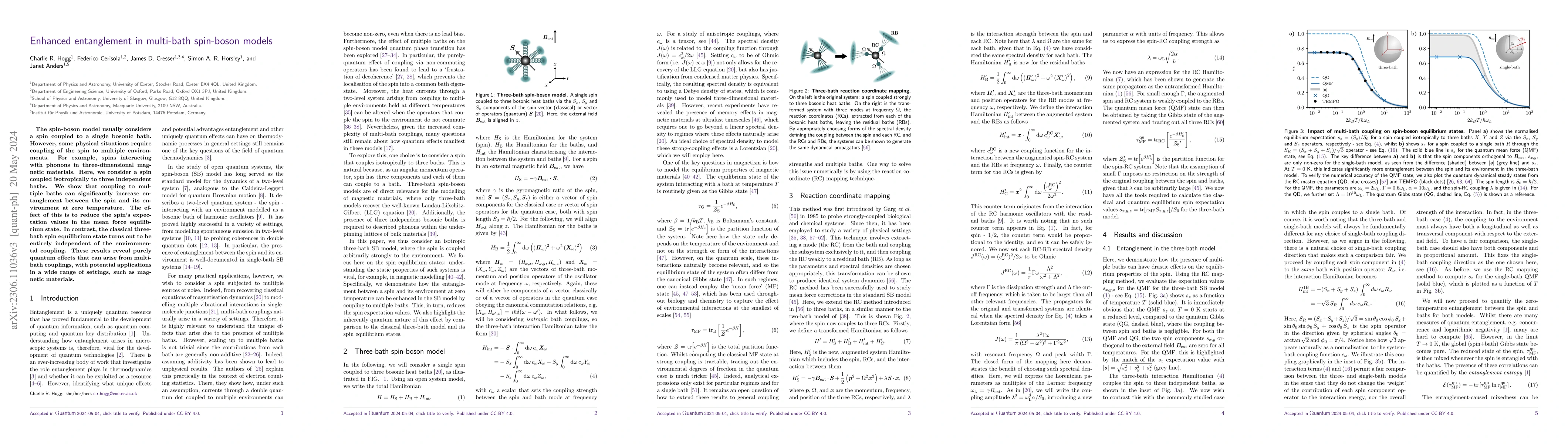 Thumbnail for Enhanced entanglement in multi-bath spin-boson models