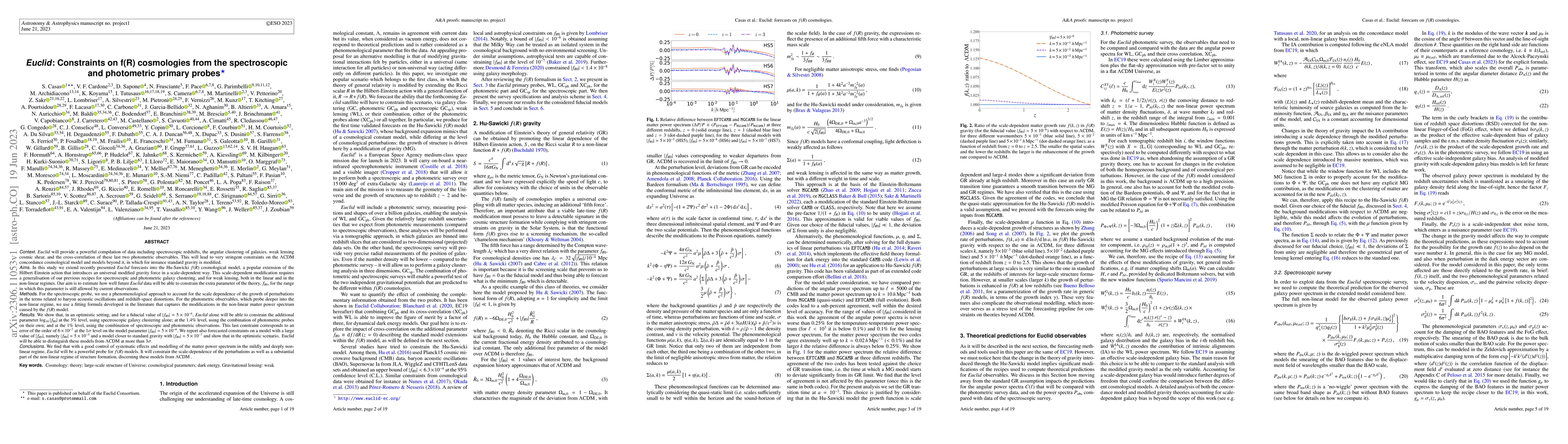 Thumbnail for Euclid: Constraints on f(R) cosmologies from the spectroscopic and
  photometric primary probes