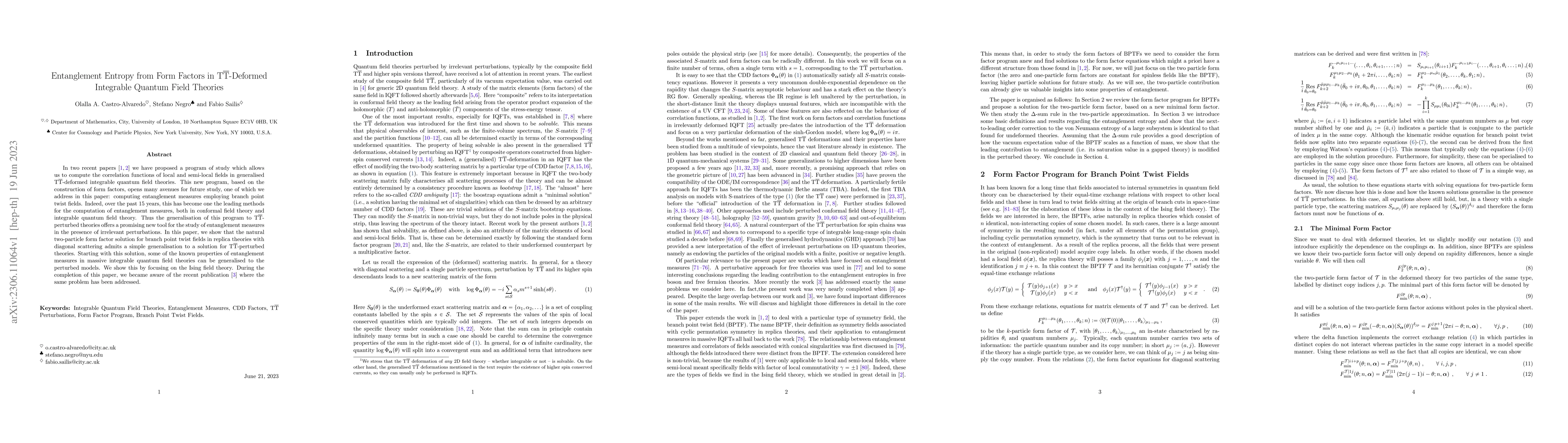 Thumbnail for Entanglement Entropy from Form Factors in
  $\mathrm{T}\bar{\mathrm{T}}$-Deformed Integrable Quantum Field Theories