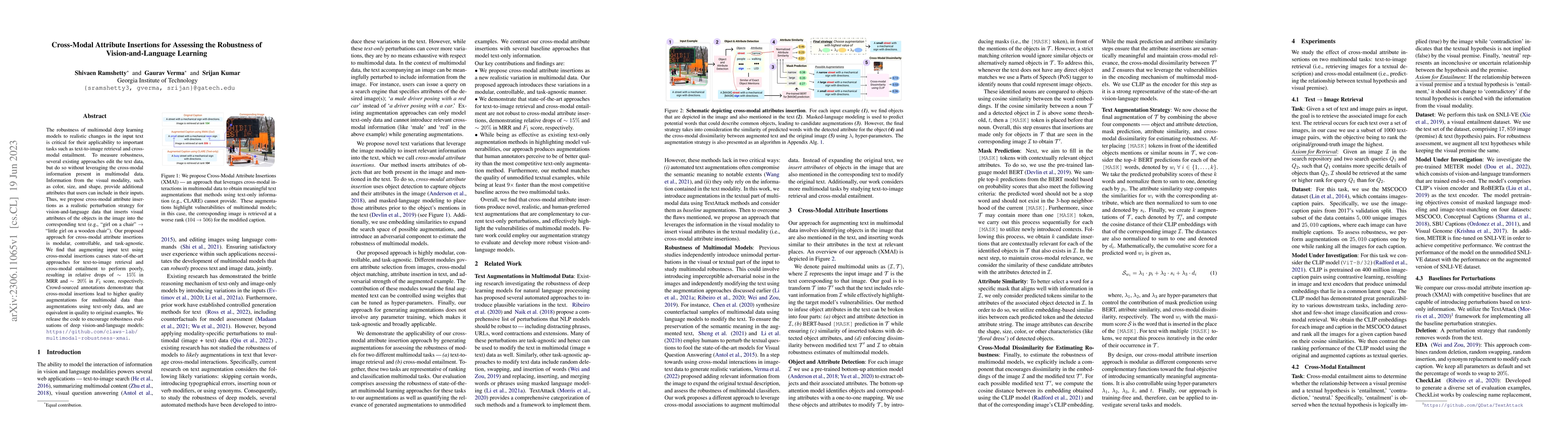 Thumbnail for Cross-Modal Attribute Insertions for Assessing the Robustness of
  Vision-and-Language Learning
