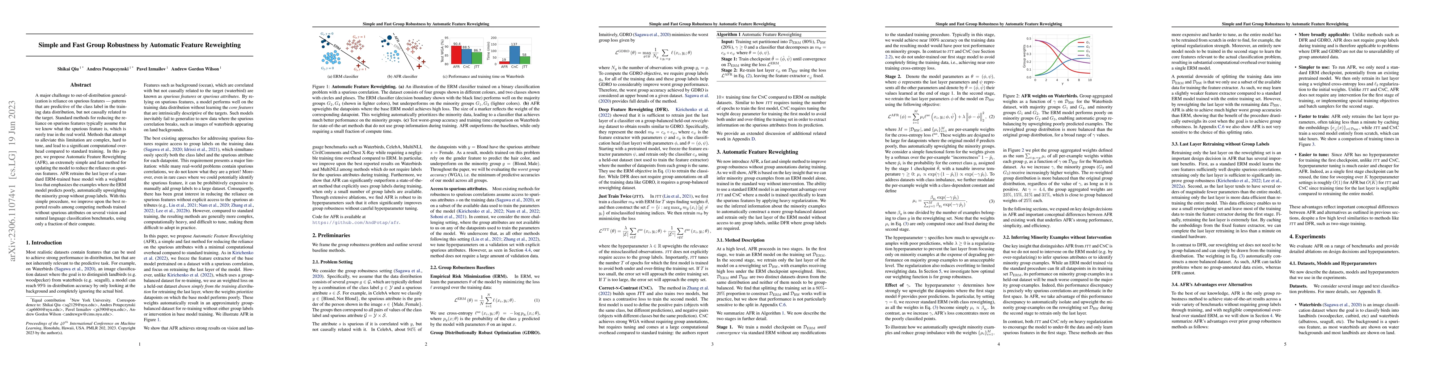 Thumbnail for Simple and Fast Group Robustness by Automatic Feature Reweighting