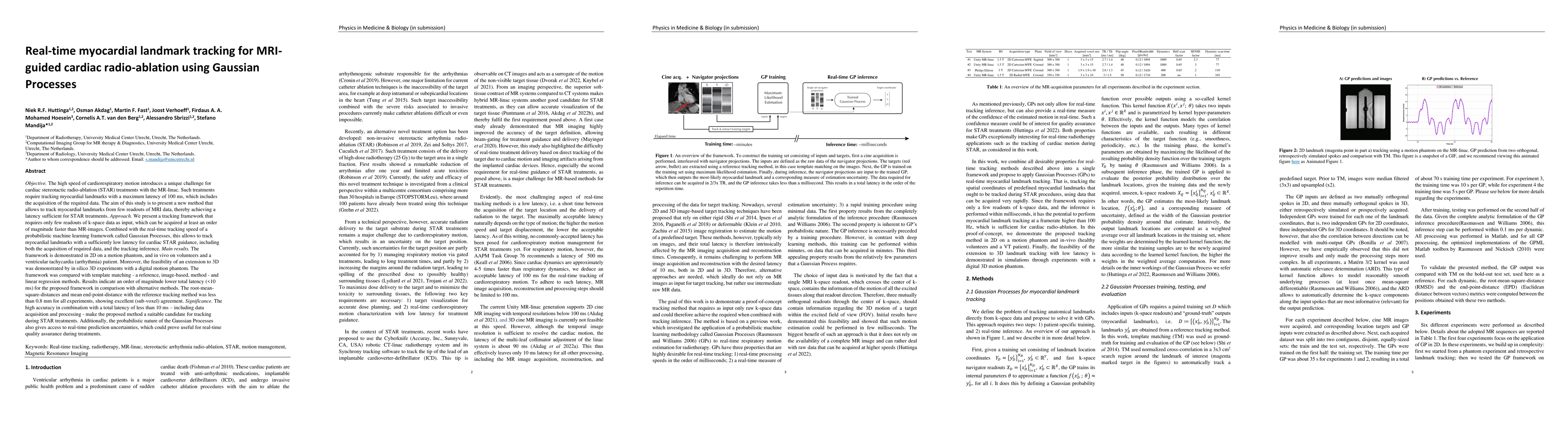 Thumbnail for Real-time myocardial landmark tracking for MRI-guided cardiac
  radio-ablation using Gaussian Processes