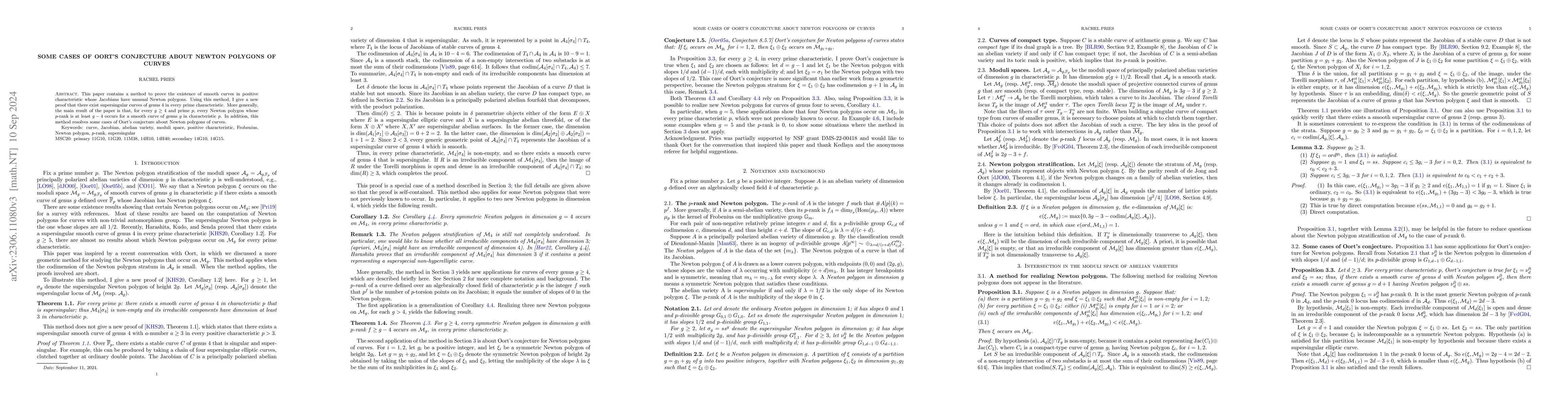 Thumbnail for Some cases of Oort's conjecture about Newton polygons