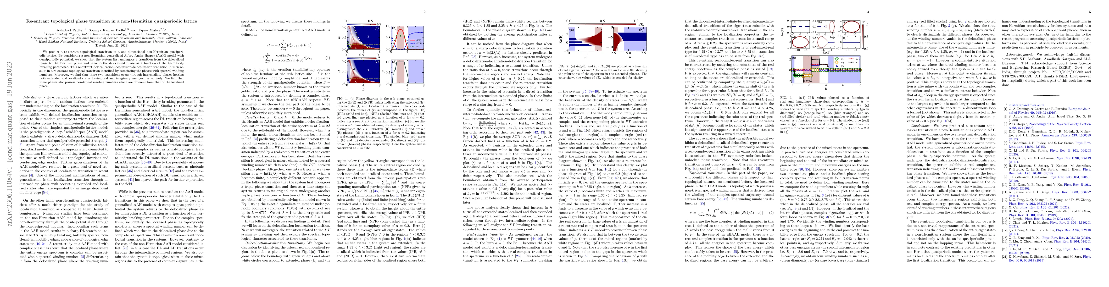 Thumbnail for Re-entrant topological phase transition in a non-Hermitian quasiperiodic
  lattice