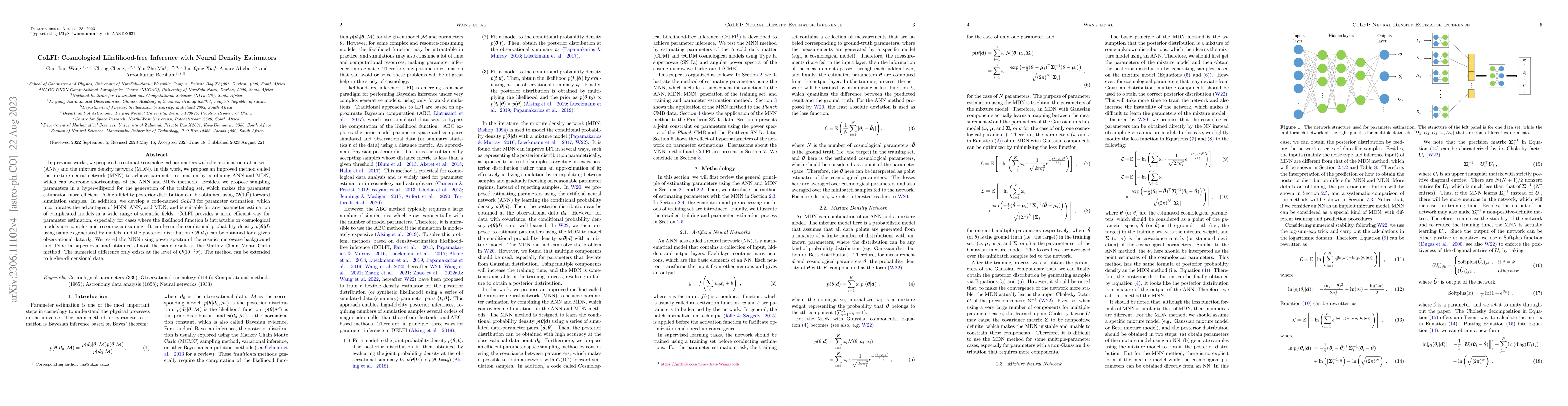 Thumbnail for CoLFI: Cosmological Likelihood-free Inference with Neural Density
  Estimators