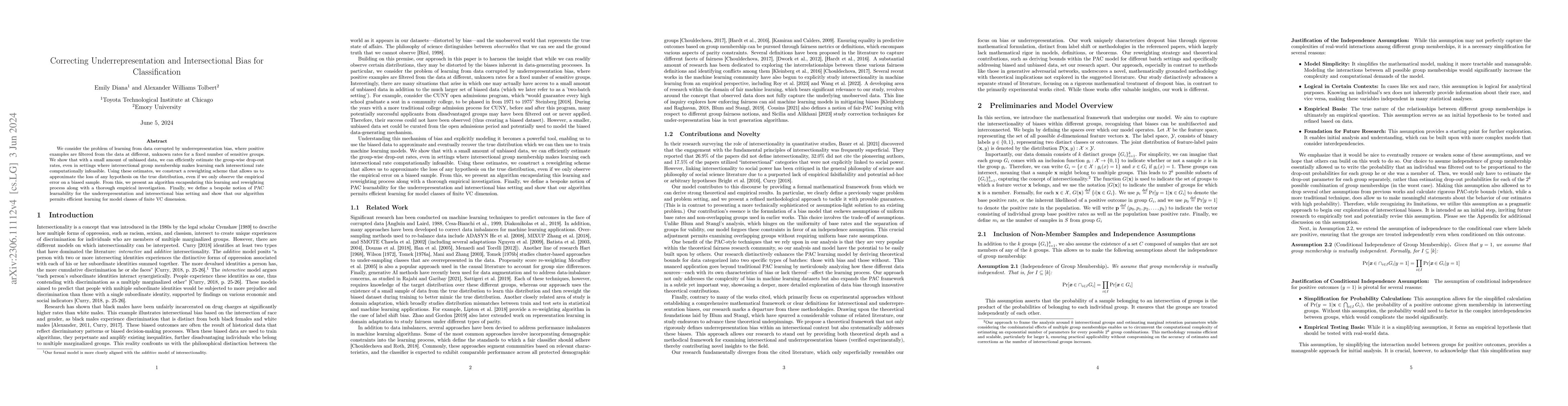 Thumbnail for Correcting Underrepresentation and Intersectional Bias for
  Classification