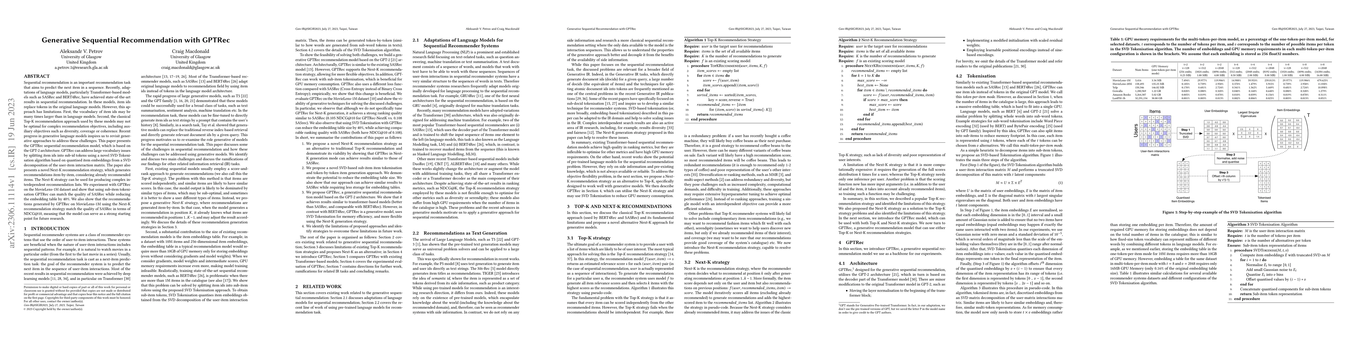 Thumbnail for Generative Sequential Recommendation with GPTRec