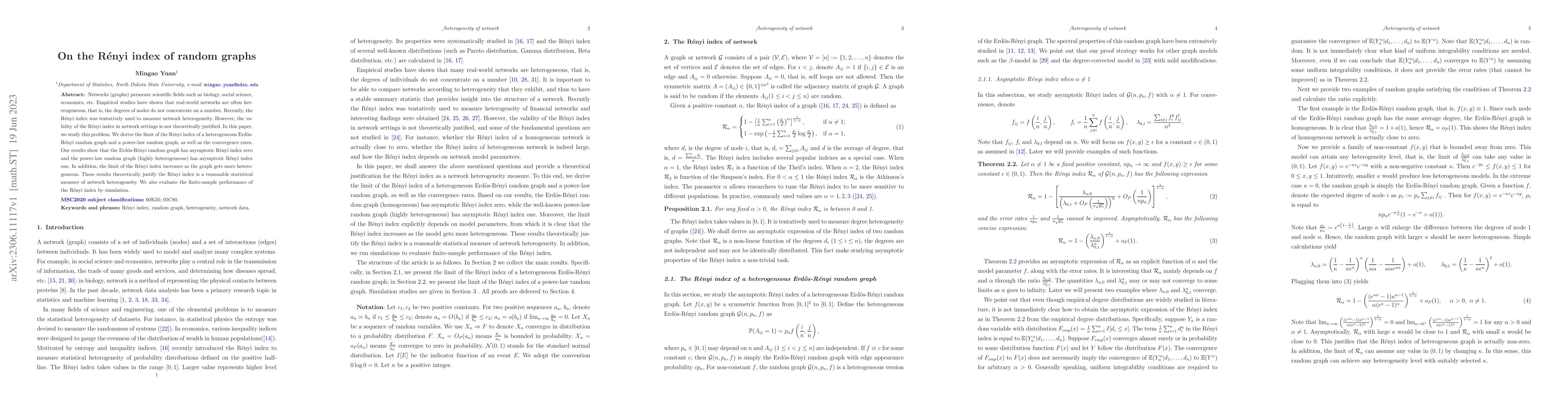 Thumbnail for On the R\'{e}nyi index of random graphs