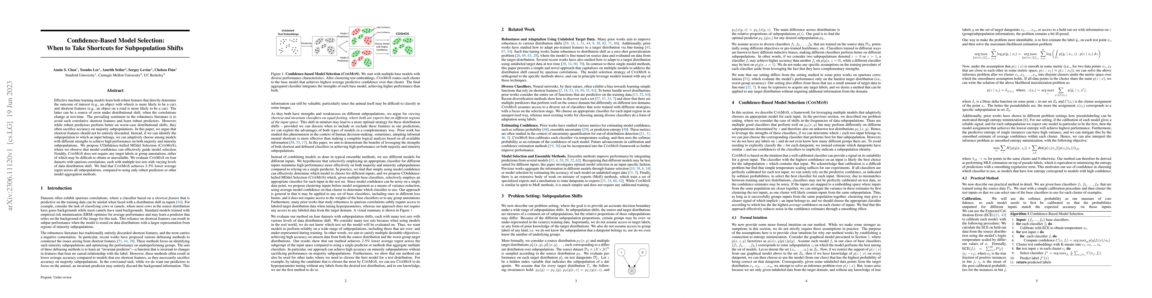 Thumbnail for Confidence-Based Model Selection: When to Take Shortcuts for
  Subpopulation Shifts