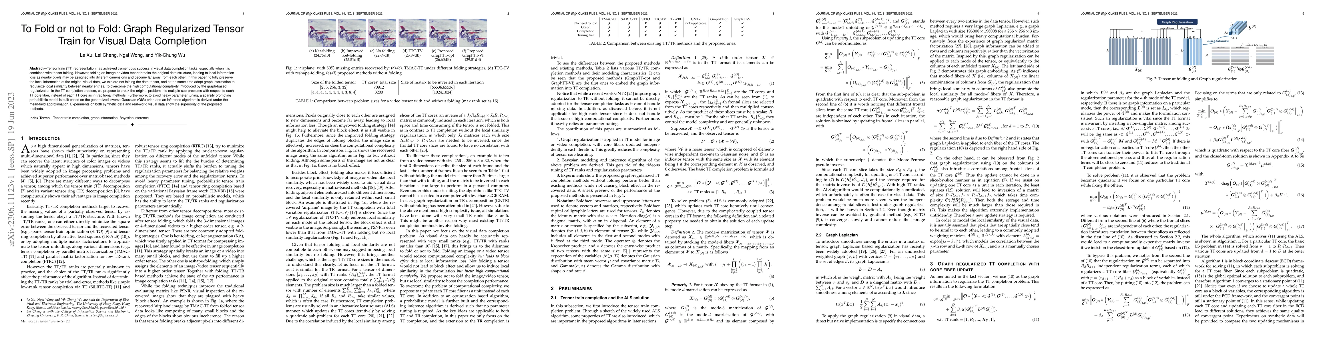 Thumbnail for To Fold or Not to Fold: Graph Regularized Tensor Train for Visual Data
  Completion