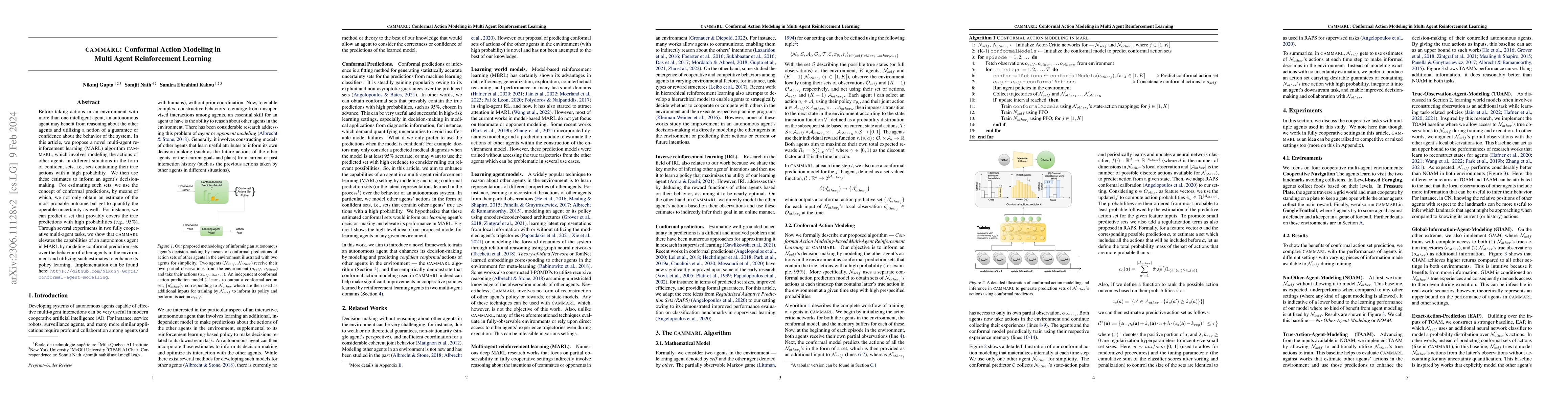 Thumbnail for CAMMARL: Conformal Action Modeling in Multi Agent Reinforcement Learning