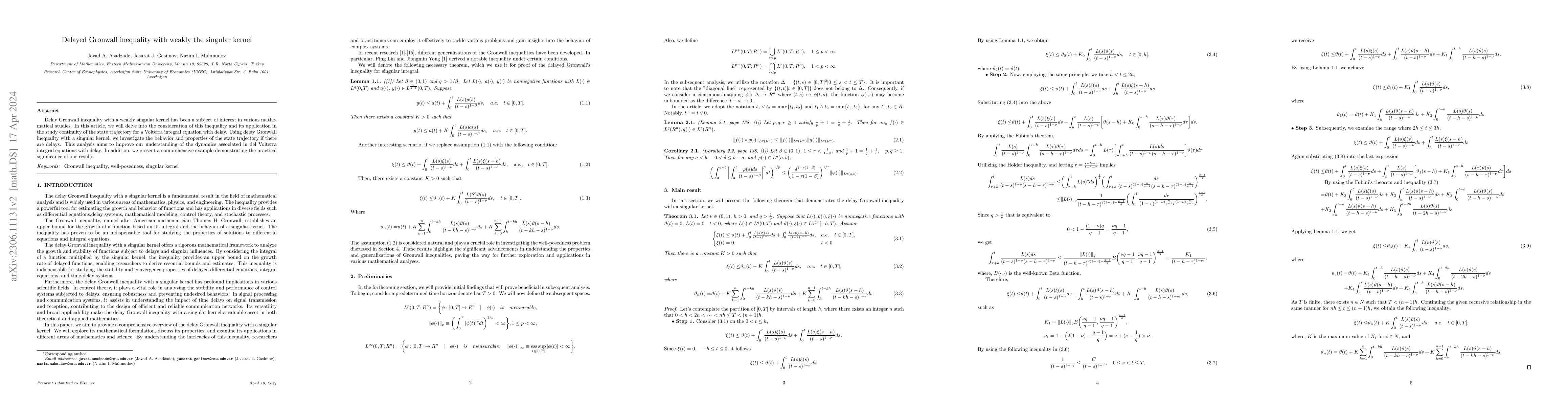 Thumbnail for Delayed Gronwall inequality with weakly singular kernel