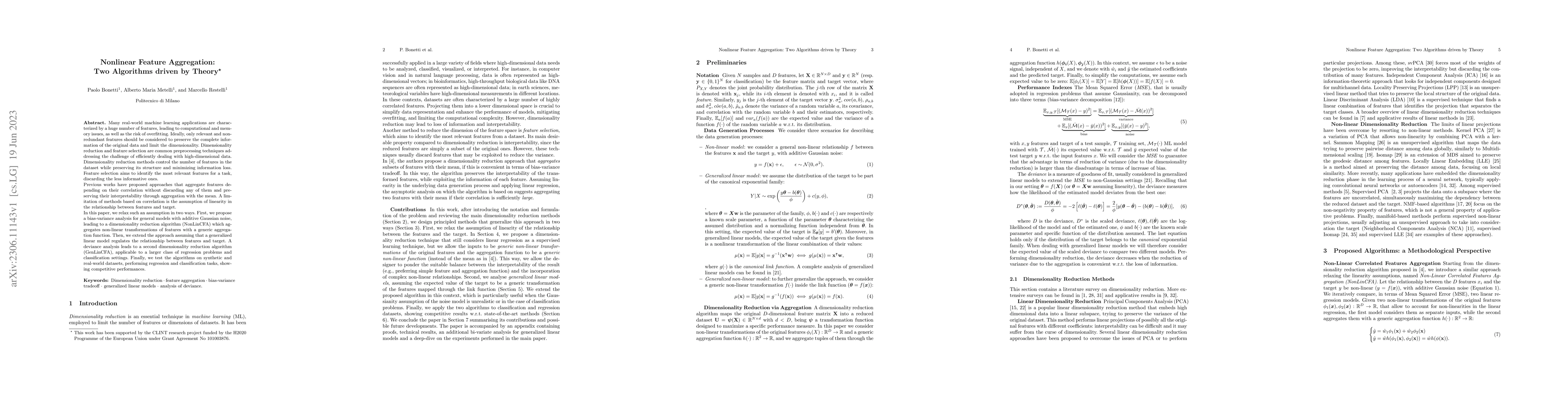 Thumbnail for Nonlinear Feature Aggregation: Two Algorithms driven by Theory