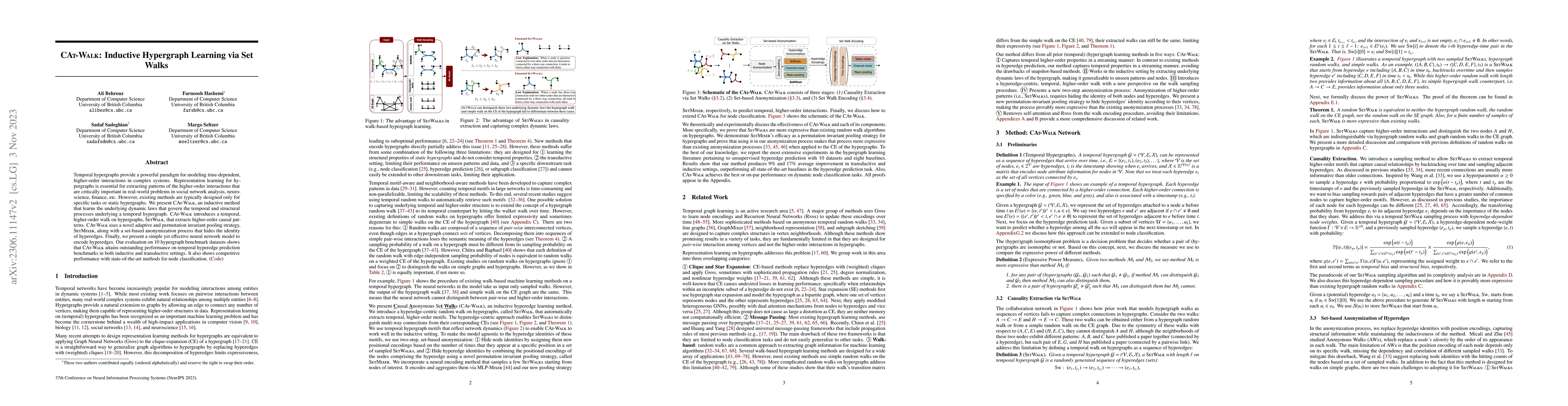 Thumbnail for CAT-Walk: Inductive Hypergraph Learning via Set Walks