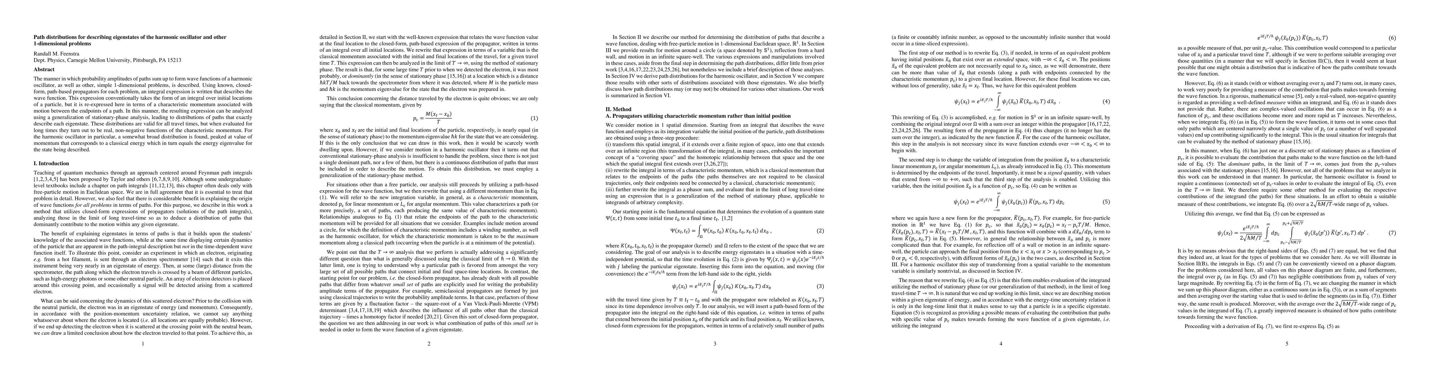 Thumbnail for Path distributions for describing eigenstates of the harmonic oscillator
  and other 1-dimensional problems