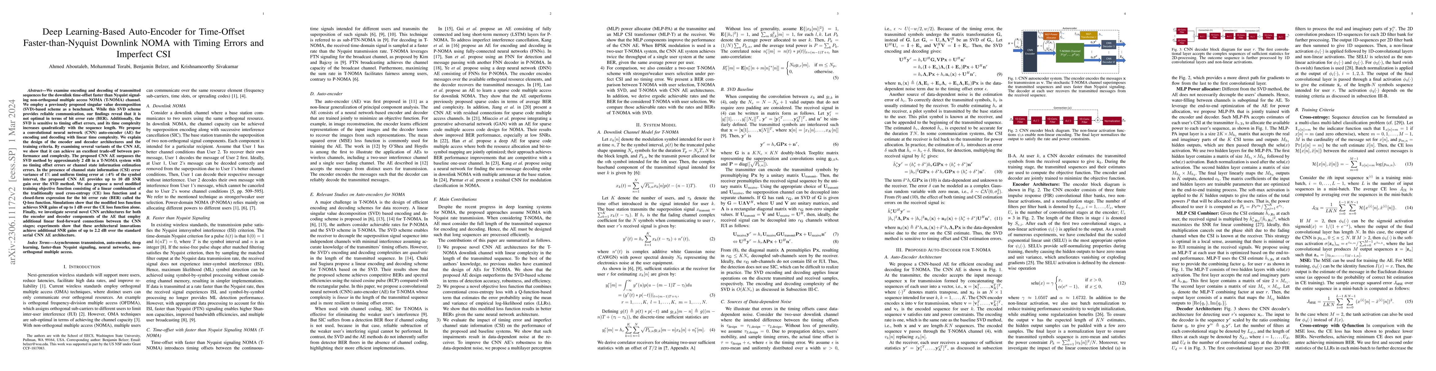 Thumbnail for Deep Learning-based Auto-encoder for Time-offset Faster-than-Nyquist
  Downlink NOMA with Timing Errors and Imperfect CSI