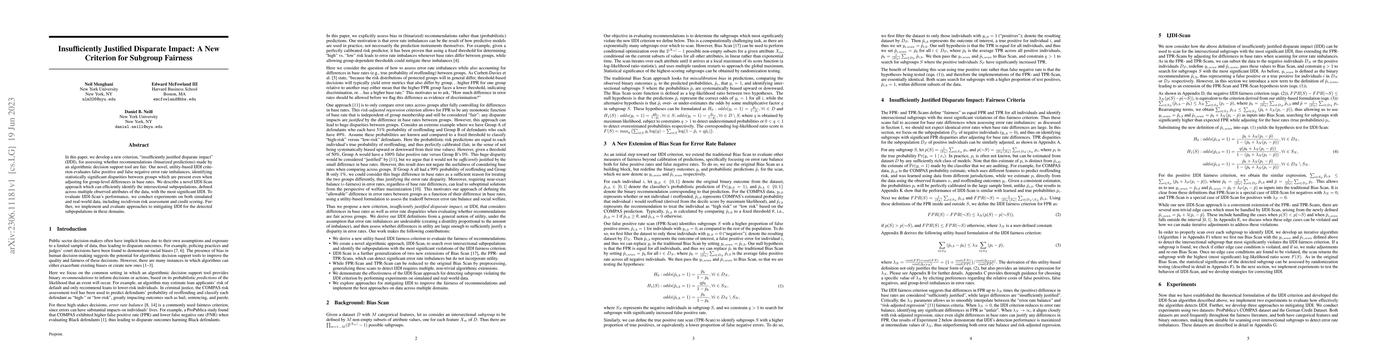 Thumbnail for Insufficiently Justified Disparate Impact: A New Criterion for Subgroup
  Fairness