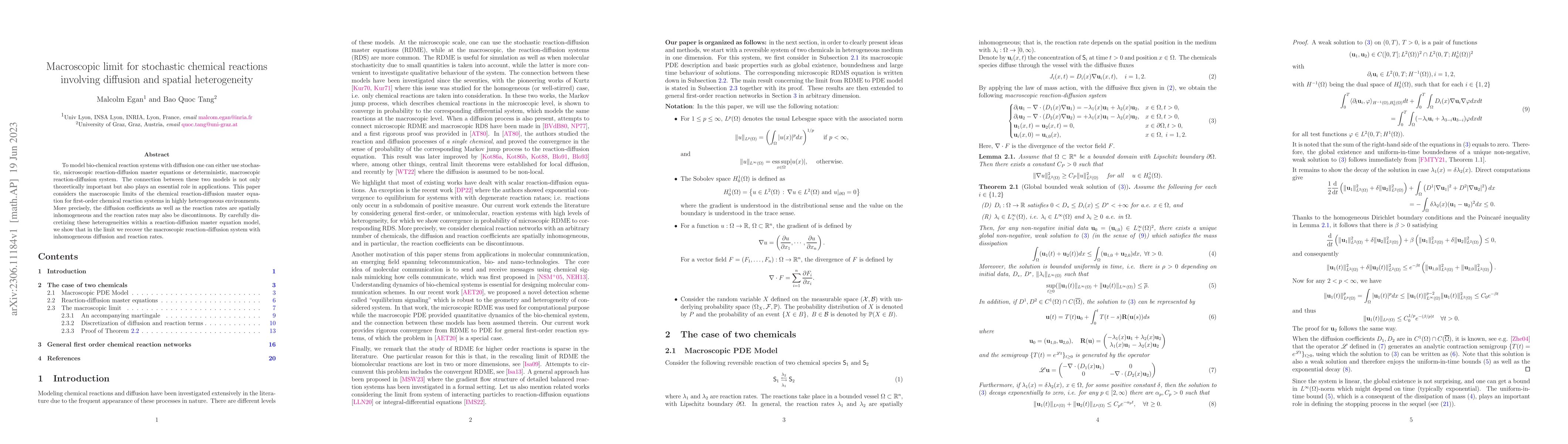 Thumbnail for Macroscopic limit for stochastic chemical reactions involving diffusion
  and spatial heterogeneity