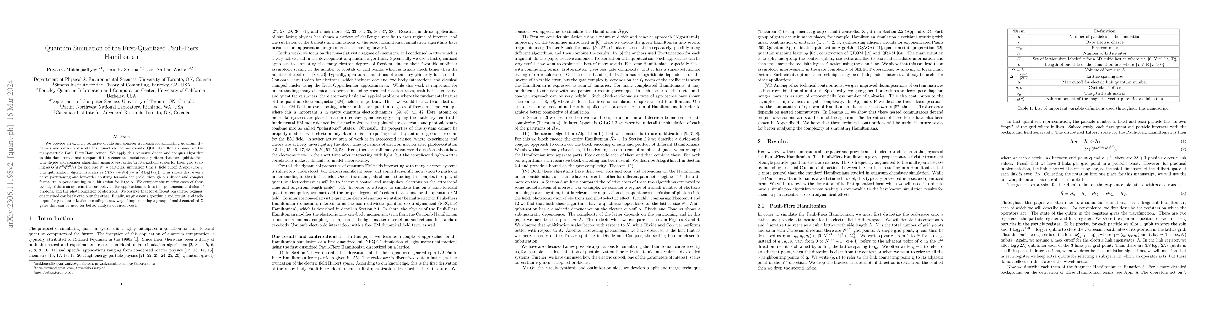 Thumbnail for Quantum Simulation of the First-Quantized Pauli-Fierz Hamiltonian