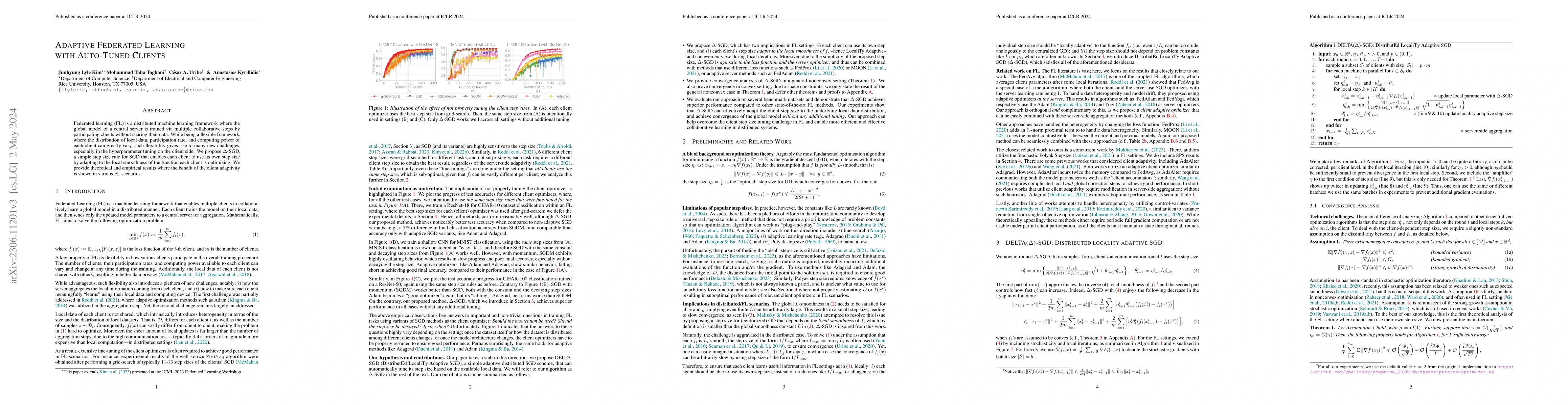 Thumbnail for Adaptive Federated Learning with Auto-Tuned Clients