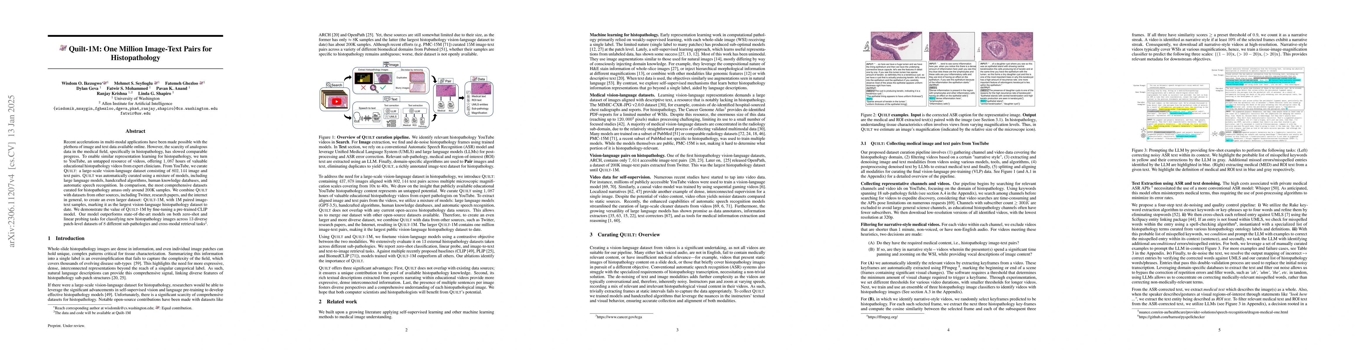 Thumbnail for Quilt-1M: One Million Image-Text Pairs for Histopathology