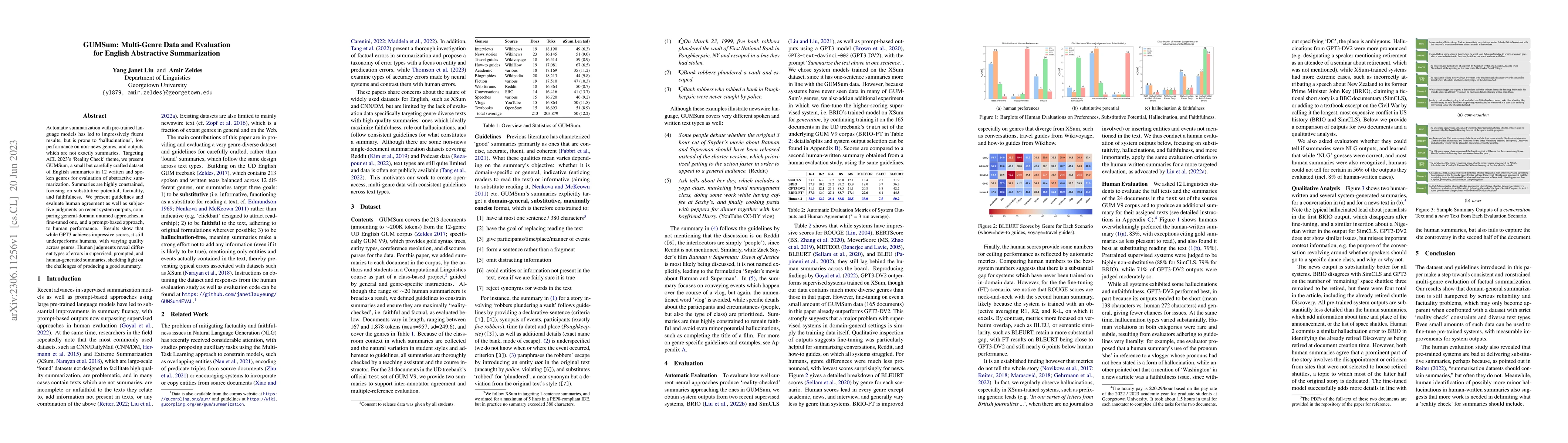 Thumbnail for GUMSum: Multi-Genre Data and Evaluation for English Abstractive
  Summarization