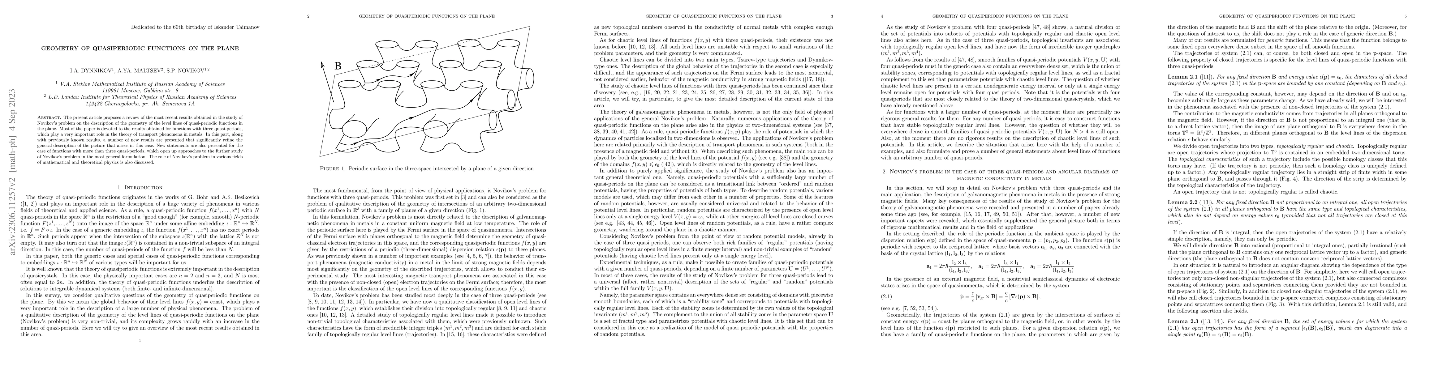Thumbnail for Geometry of quasiperiodic functions on the plane
