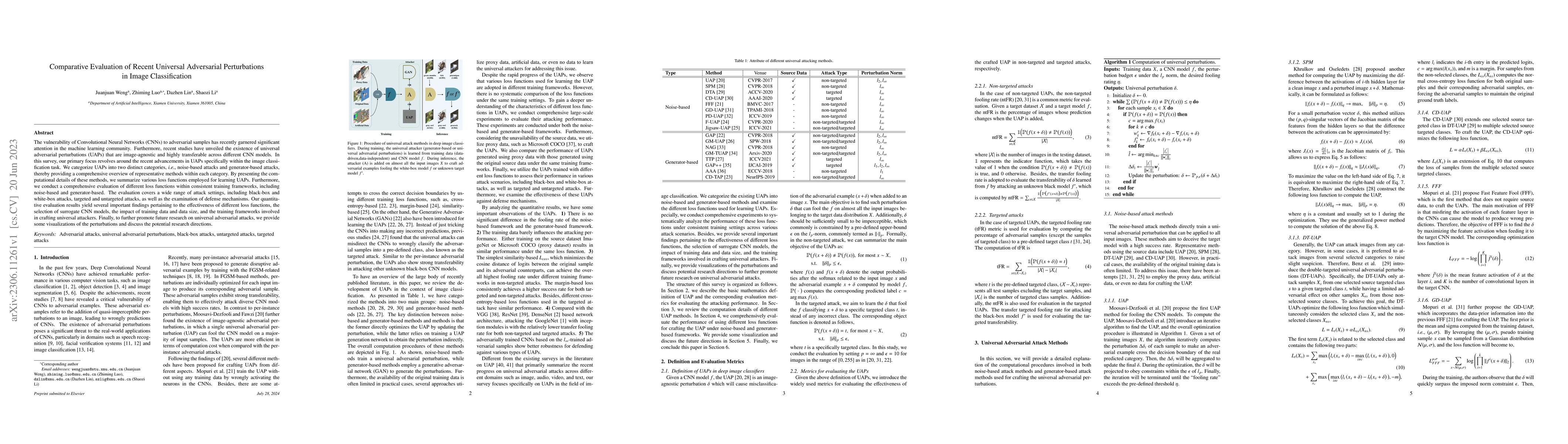 Thumbnail for Comparative Evaluation of Recent Universal Adversarial Perturbations in
  Image Classification
