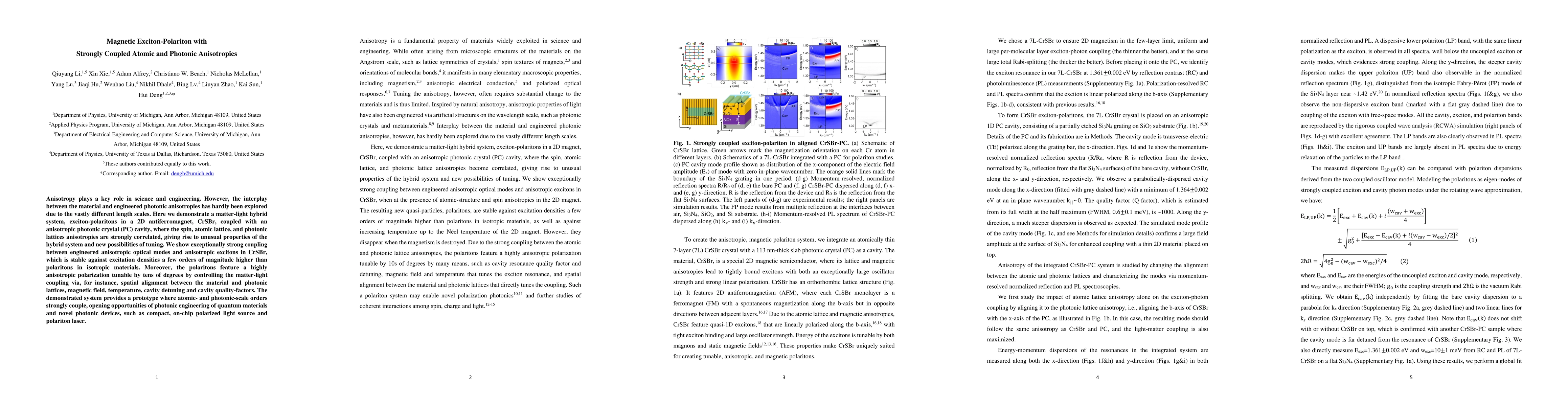 Thumbnail for Magnetic Exciton-Polariton with Strongly Coupled Atomic and Photonic
  Anisotropies