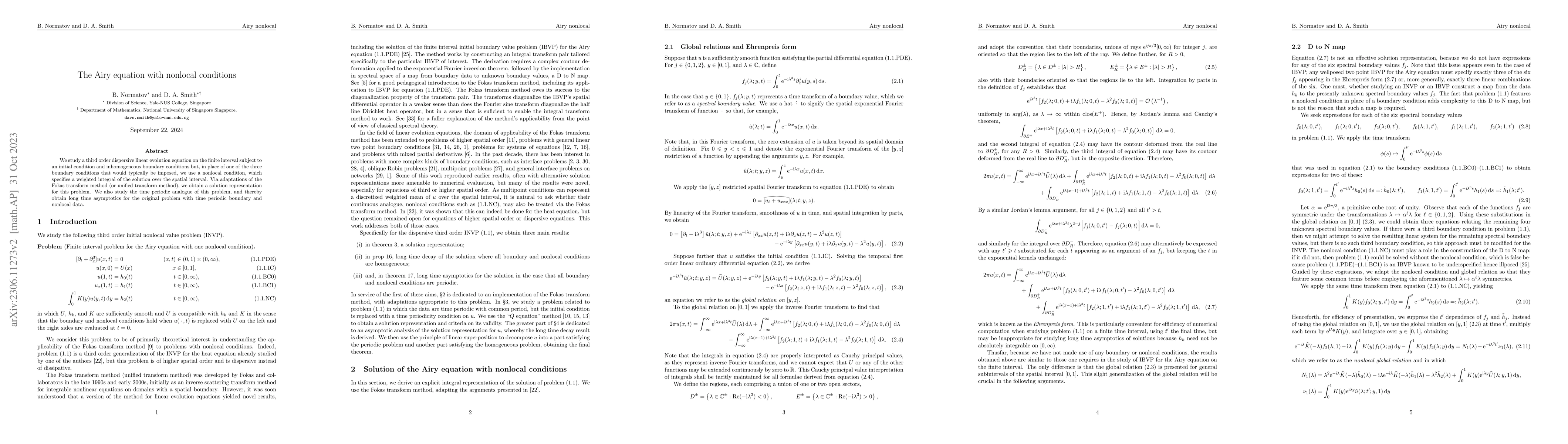 Thumbnail for The Airy equation with nonlocal conditions
