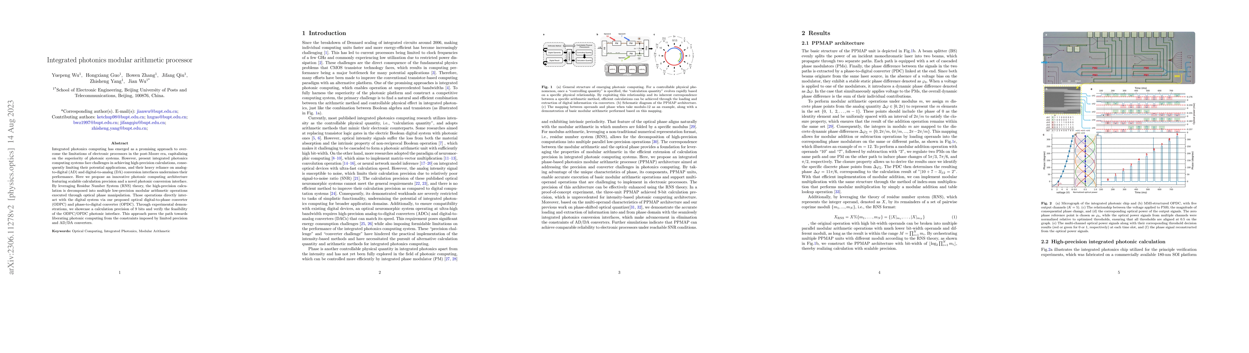 Thumbnail for Integrated photonics modular arithmetic processor